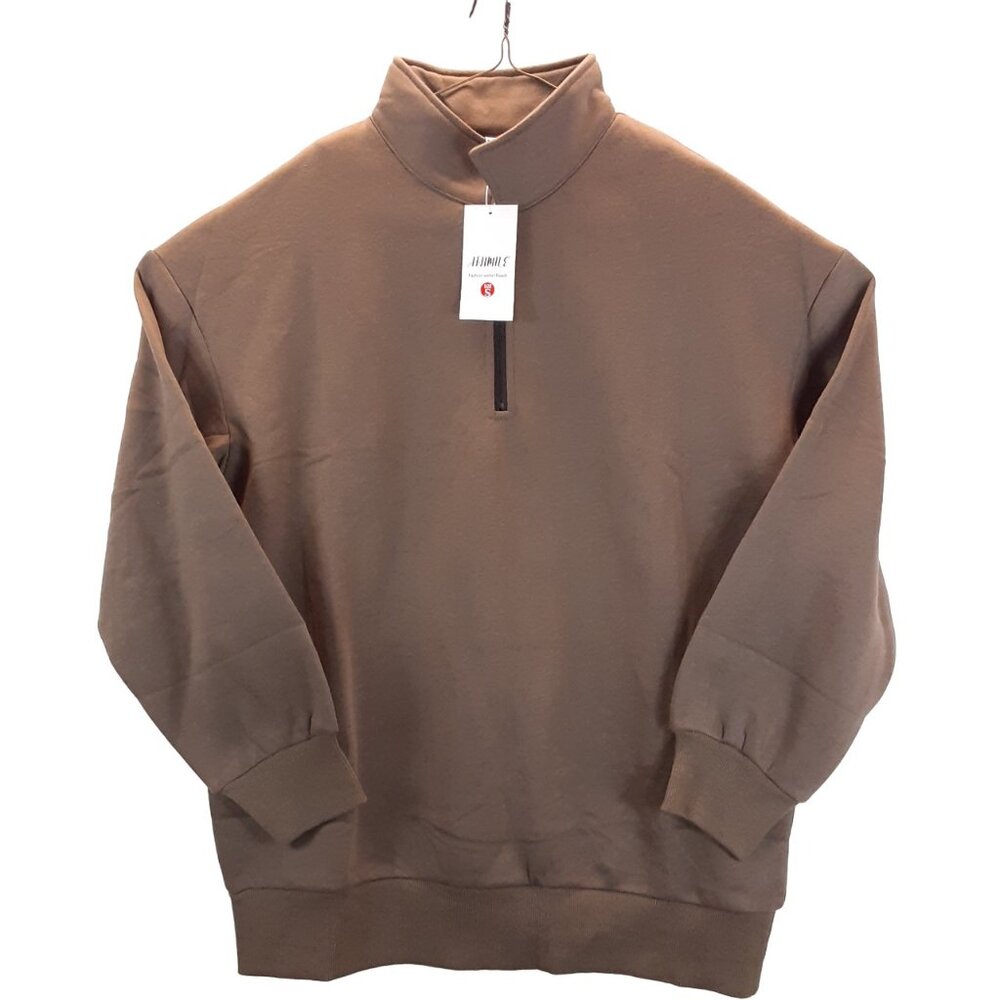 NWT Athmile Sweater Womens S Pullover Long Sleeve 1/4 Zip Front Olive Green